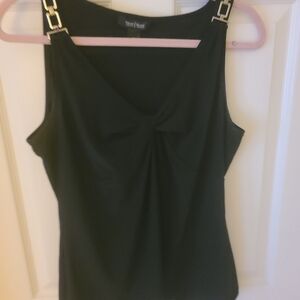 White House Black Market Black Tank Top with Gold Accents